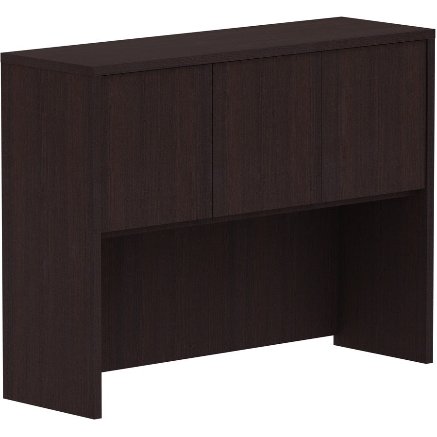 Lorell Essentials Series Stack-on Hutch with Doors - 36" Height x 48" Width x 15" Depth - 3 Door(s) - Finish: Espresso Laminate - 1 Each