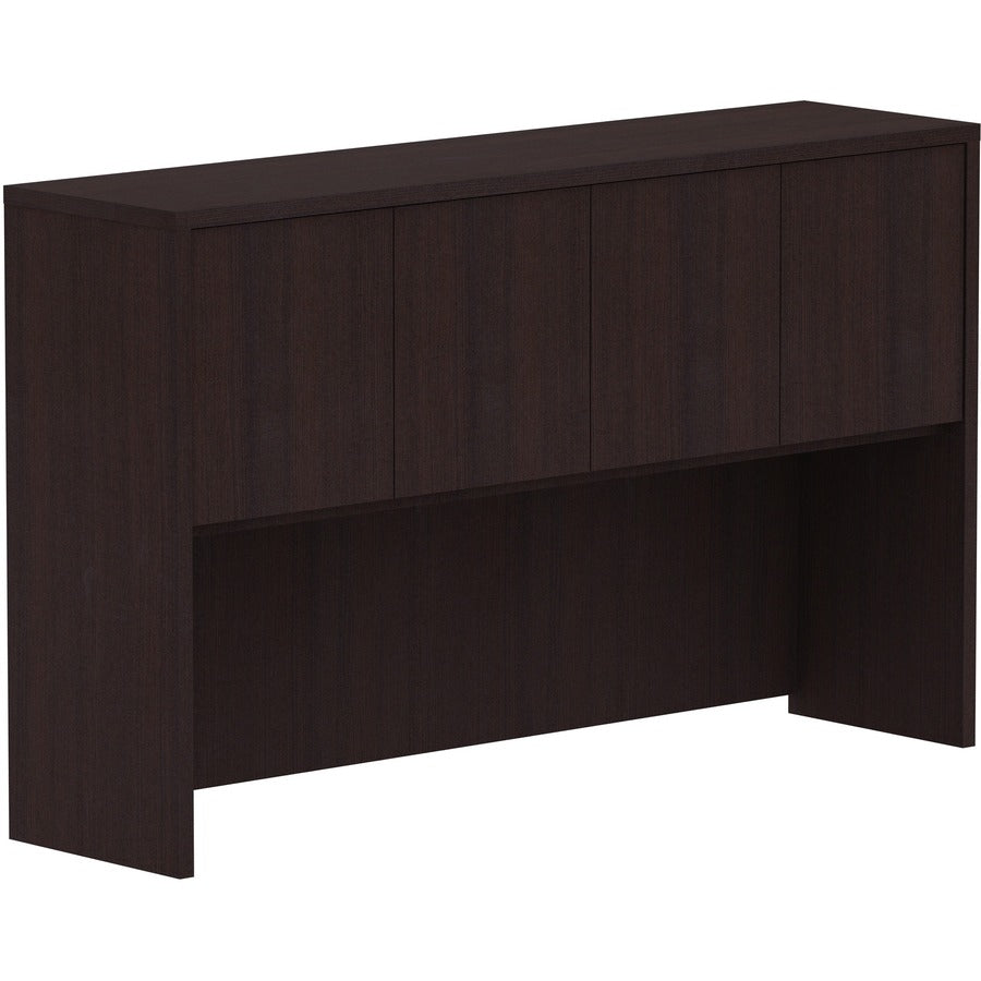Lorell Essentials Series Stack-on Hutch with Doors - 36" Height x 60" Width x 15" Depth - 4 Door(s) - Finish: Espresso Laminate - 1 Each