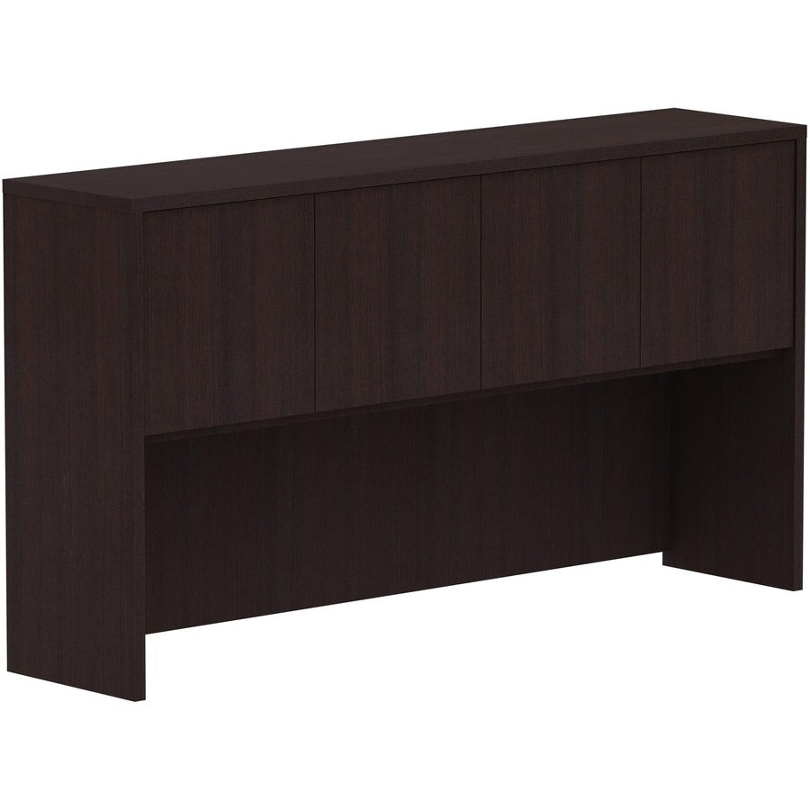 Lorell Essentials Series Stack-on Hutch with Doors - 36" Height x 66" Width x 15" Depth - 4 Door(s) - Finish: Espresso Laminate - 1 Each