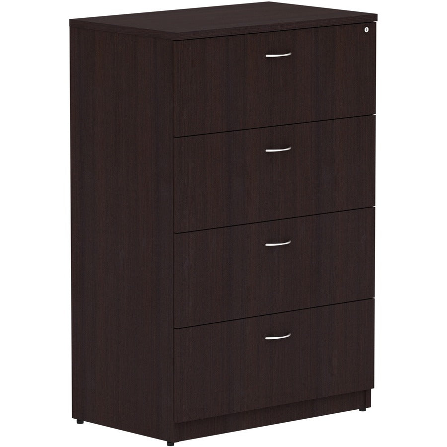 Lorell Essentials Series 4-Drawer Lateral File - 54.8" Height x 35.5" Width x 22" Depth Lateral File, 1" Thickness Top - Total Drawer(s): 4 - Finish: Espresso Laminate - 1 Each