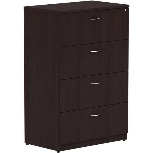 Lorell Essentials Series 4-Drawer Lateral File - 54.8" Height x 35.5" Width x 22" Depth Lateral File, 1" Thickness Top - Total Drawer(s): 4 - Finish: Espresso Laminate - 1 Each