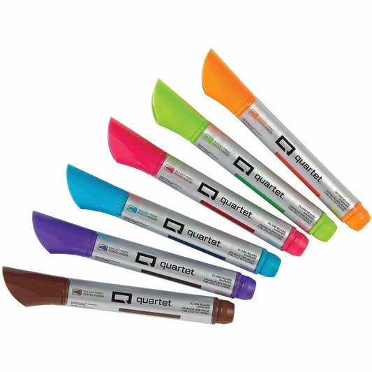Quartet Premium Glass Board Dry-erase Markers - Pink, Blue, Green, Orange, Purple, Brown Ink - Liquid - 6 / Pack