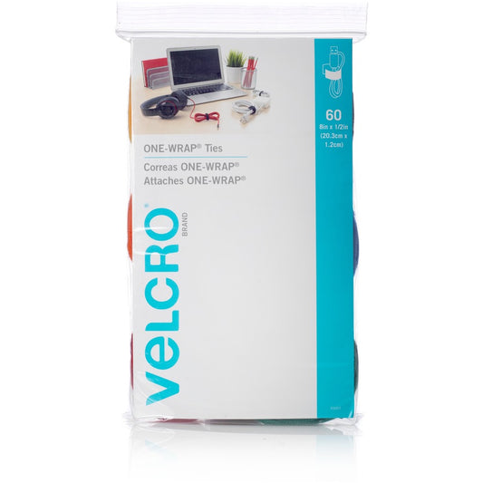 VELCRO, One Wrap Cable Ties - Cable Tie - Assorted - 8" Length - 60 / Pack