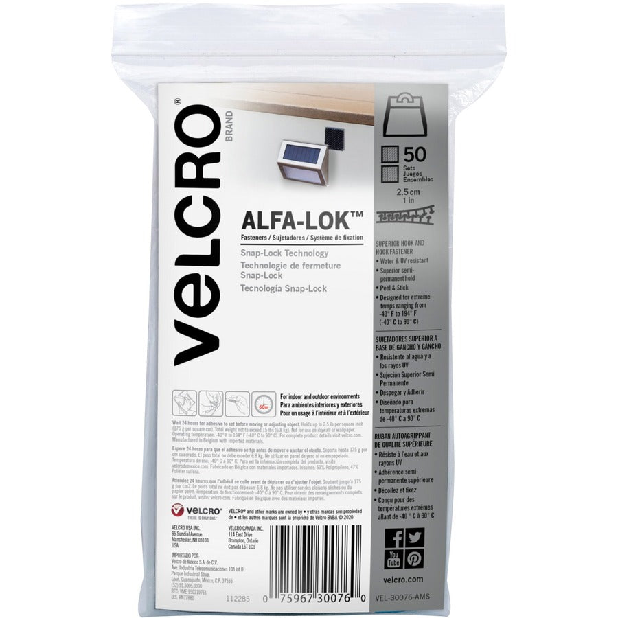 VELCRO&reg, Alfa-Lok Fasteners - 1" Length x 1" Width - 1 Pack