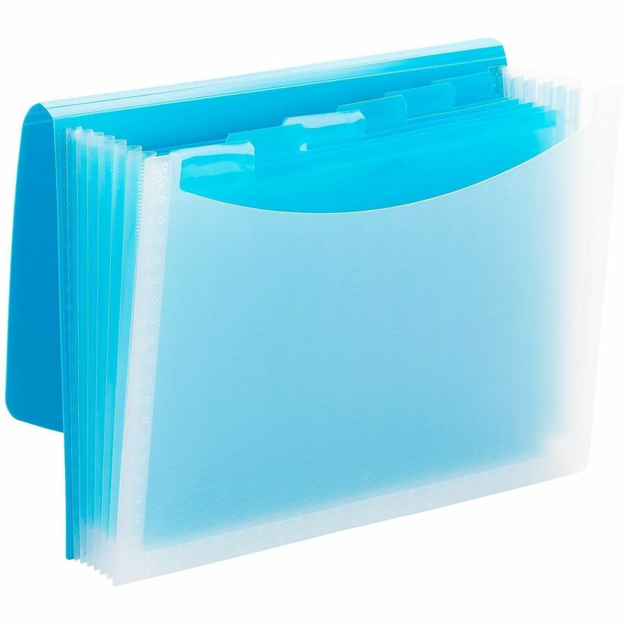 Smead Letter Expanding File - 8 1/2" x 11" - 7 Pocket - 6 Divider - Teal, Clear - 1 Each