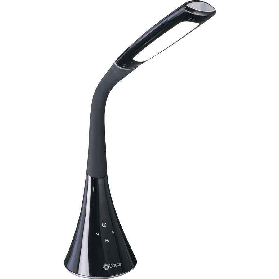 OttLite Swerve LED Desk Lamp with 3 Color Modes and USB - 23" Height x 5.1" Width - LED Bulb - Black - Flexible Neck, Adjustable Height, Adjustable Brightness, Adjustable Arm, Dimmable, Touch-activated, USB Charging - ABS - Desk Mountable, Table Top...