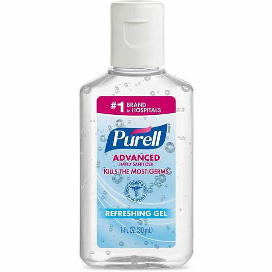PURELL, Hand Sanitizer Gel - 1 fl oz - Flip Top Bottle Dispenser - Kill Germs - Hand - Clear - 250 / Carton
