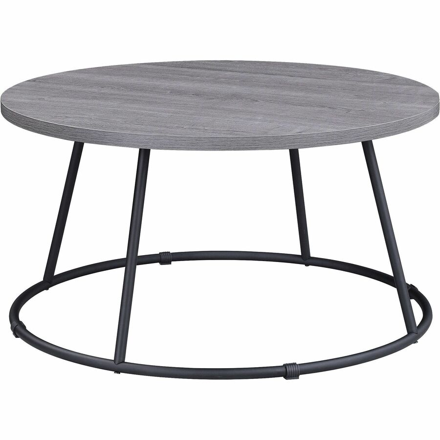 Lorell Accession Coffee Table - Round Top - Powder Coated Four Leg Base - 4 Legs - 200 lb Capacity - 1" Table Top Thickness x 31.50" Table Top Diameter - 16.75" Height - Assembly Required - Weathered Charcoal - Laminate Top Material - 1 Each
