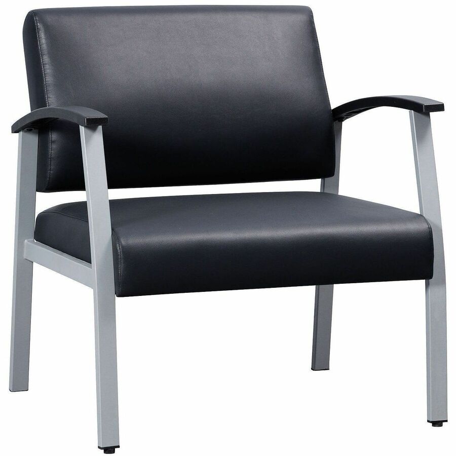 Lorell Healthcare Reception Big & Tall Antimicrobial Guest Chair - Vinyl Seat Material - Vinyl Back Material - Powder Coated Silver Frame Color - Steel Frame Material - Four-legged Base - Black, Silver - Armrest - 1 Each