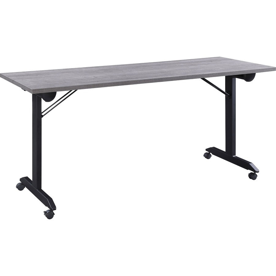 Lorell Mobile Folding Training Table - Rectangle Top - Powder Coated Base - 200 lb Capacity - 63" Table Top Width - 29.50" Height x 63" Width x 24" Depth - Assembly Required - Weathered Charcoal - Laminate Top Material - 1 Each