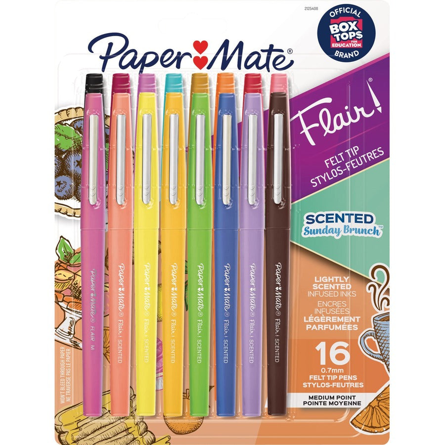 Paper Mate Flair Scented Pens - 0.7 mm Pen Point - Multicolor Ink - Water Based - 16 / Pack