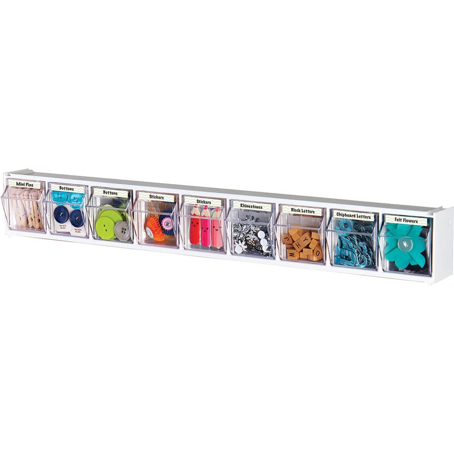 Deflecto Tilt Bin Interlocking Multi-Bin Storage Organizer - 9 Compartment(s) - 4.50" Height x 23.63" Width x 3.62" Depth - Counter - Interlockable, Removable, Stackable, Locking System - Black - 1 Each