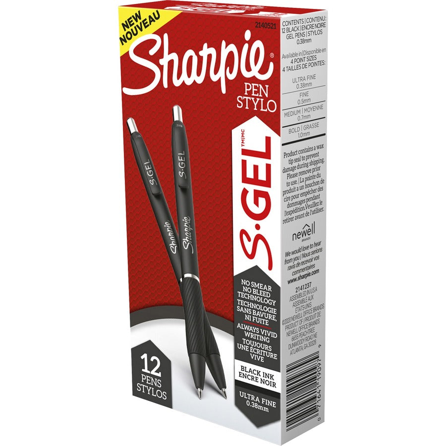 Sharpie S-Gel Pens - Black Ink - Gel-based - 12 / Dozen