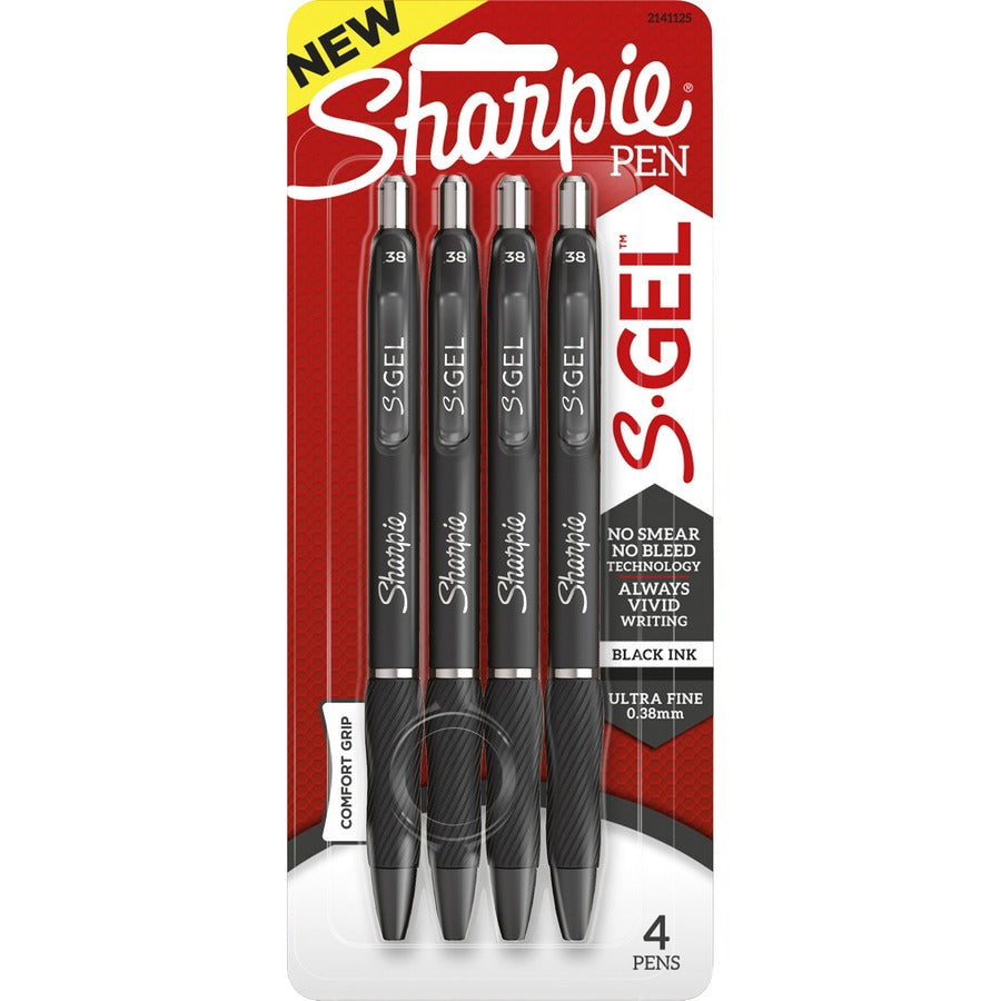 Sharpie S-Gel Pens - Black Ink - Gel-based - 4 / Pack