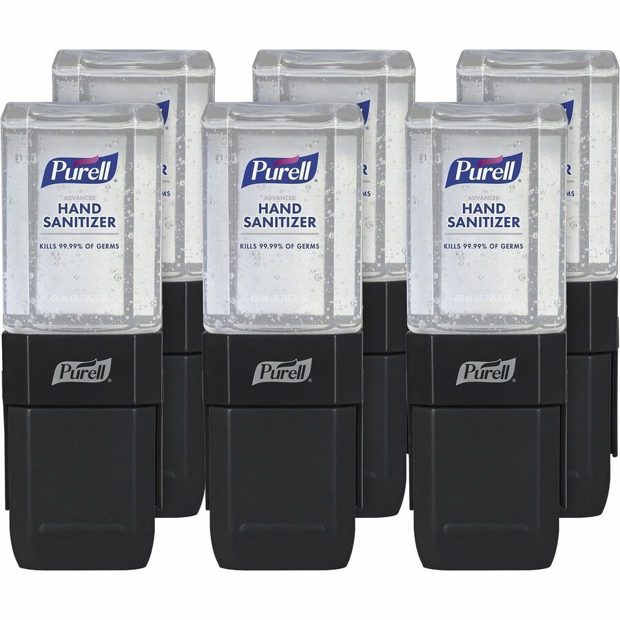 PURELL&reg, ES1 Dispenser Starter Kit (4424-D6) - Manual - 15.22 fl oz Capacity - Theft Proof, Durable, Compact, Dye-free, Push Button - Graphite - 6 / Carton