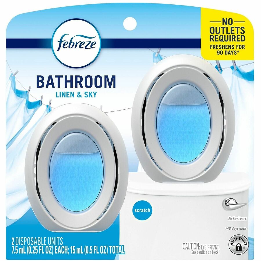 Febreze Small Spaces Disposable Air Fresheners - Liquid - 25 fl oz (0.8 quart) - Linen & Sky - 45 Day - 2 / Pack