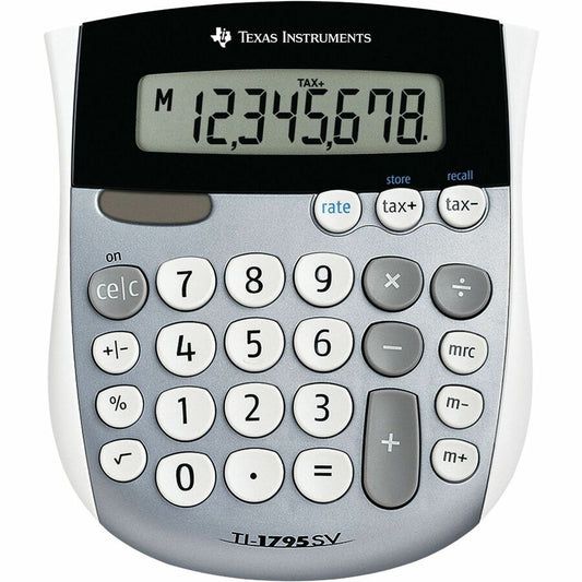 Texas Instruments TI-1795SV SuperView Calculator - Dual Power, Sign Change, Angled Display - 8 Digits - LCD - Battery/Solar Powered - 1" Height x 4.3" Width x 5.1" Length - Gray - 1 Each