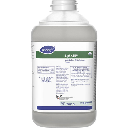 Diversey Alpha-HP Multi Disinfectant Cleaner - 84.5 fl oz (2.6 quart) - Citrus Scent - Clear - 2 / Carton