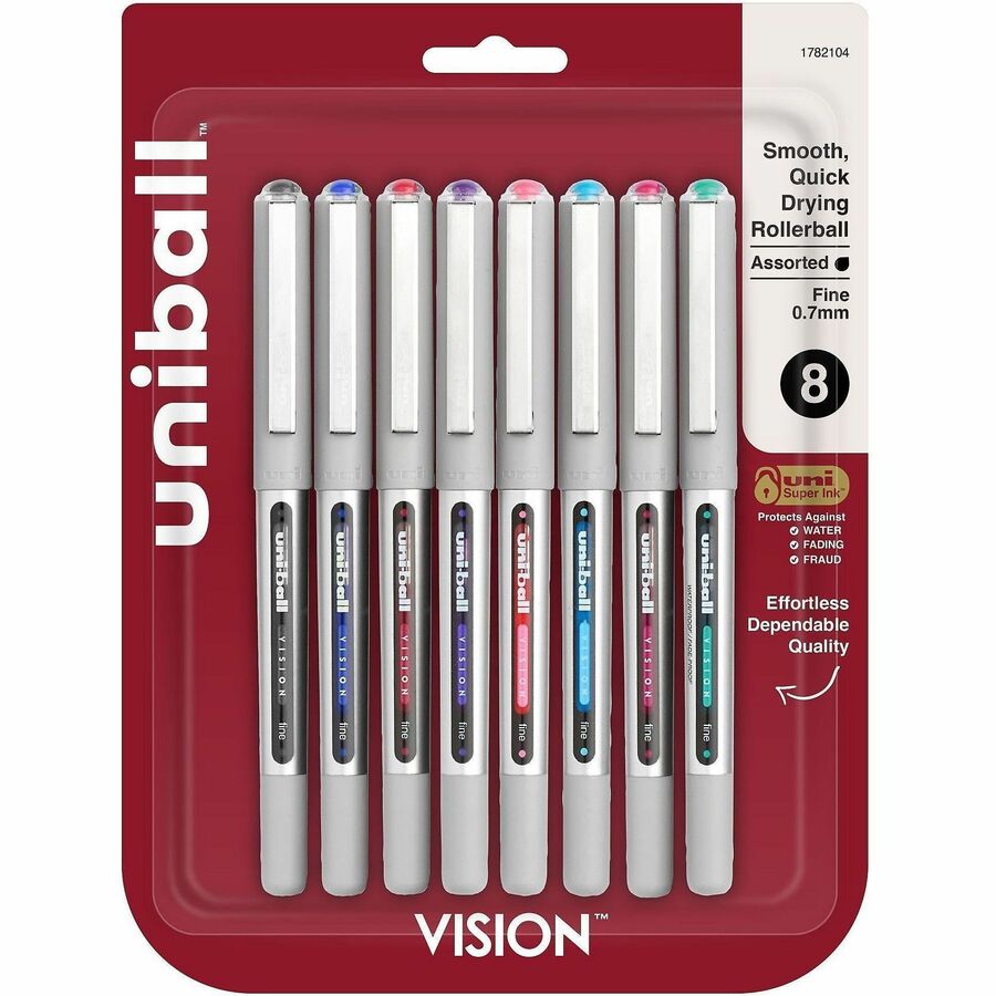uniball™, Vision Rollerball Pen - Assorted Ink - Liquid - 8 / Pack