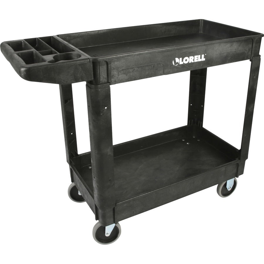 Lorell Storage Bin Utility Cart - 550 lb Load Capacity - 4 Casters - 5" Caster Size - Structural Foam - 37.50" Width x 17" Depth x 39" Height - Black - 1 Each