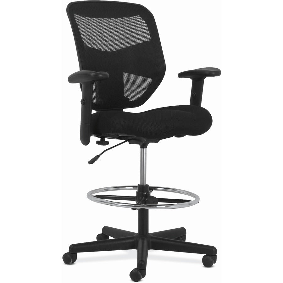 HON Prominent Task Chair - Black Seat Color - Fabric Seat Material - Black Back Color - Mesh Back Material - Black Frame Color - High Back - Armrest - 1 Each
