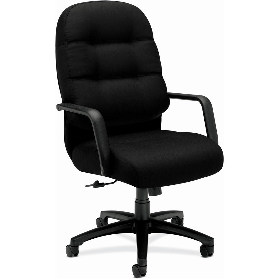 HON Pillow-Soft Executive High-Back Chair - Black Seat Color - Memory Foam, Polyester Seat Material - Black Back Color - Foam, Polyester Back Material - Black Frame Color - High Back - 5-star Base - Armrest - 1 Each