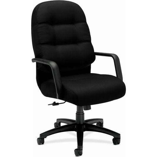 HON Pillow-Soft Executive High-Back Chair - Black Seat Color - Memory Foam, Polyester Seat Material - Black Back Color - Foam, Polyester Back Material - Black Frame Color - High Back - 5-star Base - Armrest - 1 Each