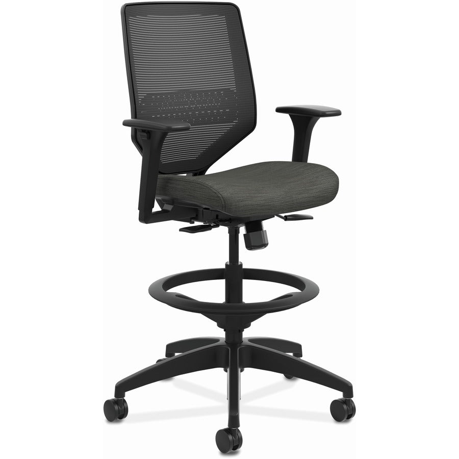 HON Solve Task Stool - Ink Seat Color - Foam Seat Material - Black Back Color - Mesh Back Material - Black Frame Color - Mid Back - 5-star Base - Armrest - 1 Each