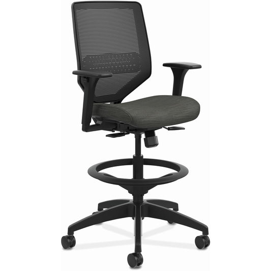 HON Solve Task Stool - Ink Seat Color - Foam Seat Material - Black Back Color - Mesh Back Material - Black Frame Color - Mid Back - 5-star Base - Armrest - 1 Each