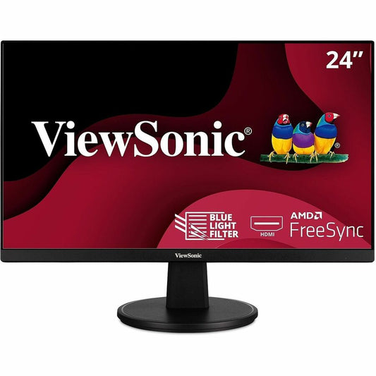 ViewSonic Value VA2447-MH 24" Class Full HD LED Monitor - 16:9 - Black - 23.8" Viewable - Multi-domain Vertical Alignment (MVA) - LED Backlight - 1920 x 1080 - 16.7 Million Colors - Adaptive Sync - 250 Nit - 5 ms - 100 Hz Refresh Rate - Speakers - Tilt...