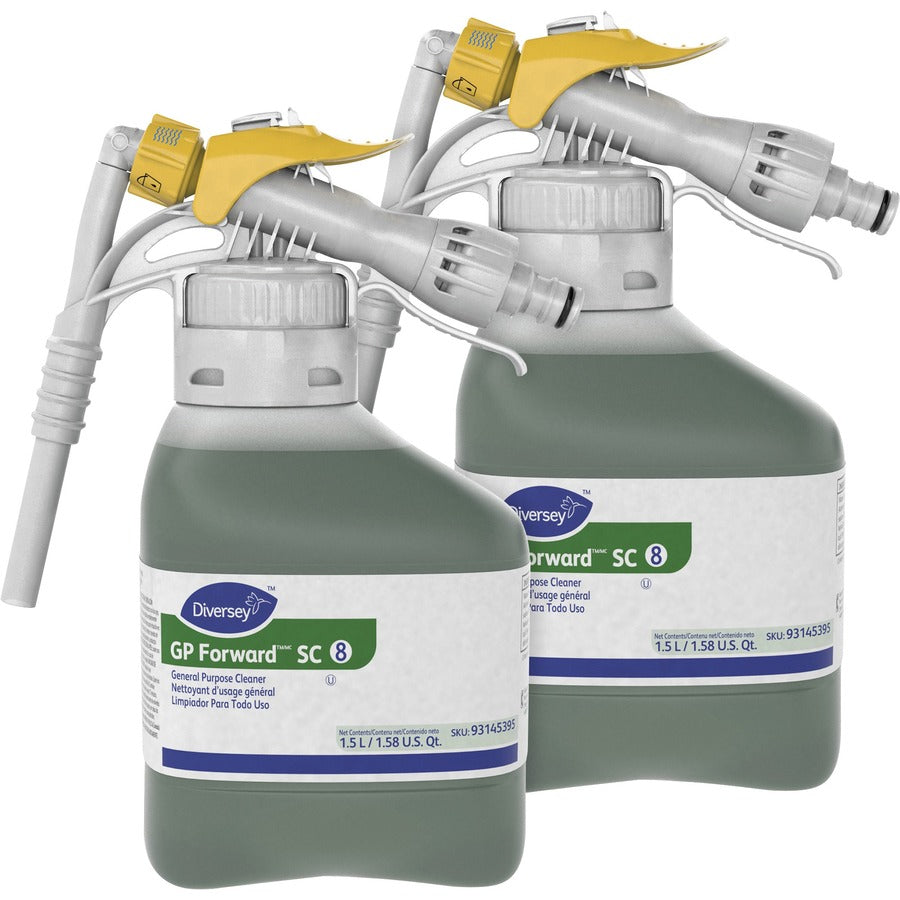 Diversey GP Forward General Purpose Cleaner - Concentrate - 50.7 fl oz (1.6 quart) - Citrus Scent - Versatile, Rinse-free - Green - 2 / Carton