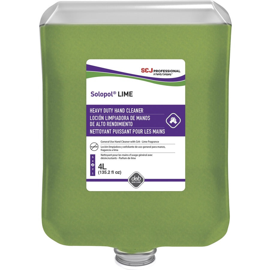 SC Johnson Dispenser Refill Hand Soap Cartridge - Lime Scent - 1.06 gal - Soil Remover, Dirt Remover, Grime Remover, Oil Remover, Grease Remover - Industrial - Moisturizing - Green - Heavy Duty, Fast Acting, Non-abrasive, Solvent-free, Biodegradable, S...