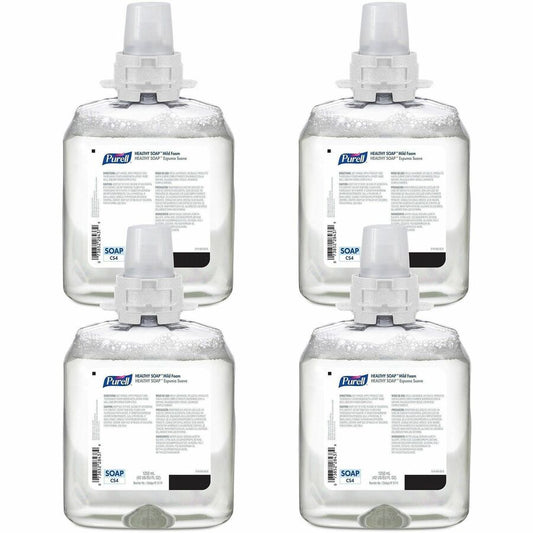 PURELL, CS4 HEALTHY SOAP Mild Foam Refill - 1.32 quart - Dirt Remover, Kill Germs - Hand - Moisturizing - Dye-free, Fragrance-free - 4 / Carton