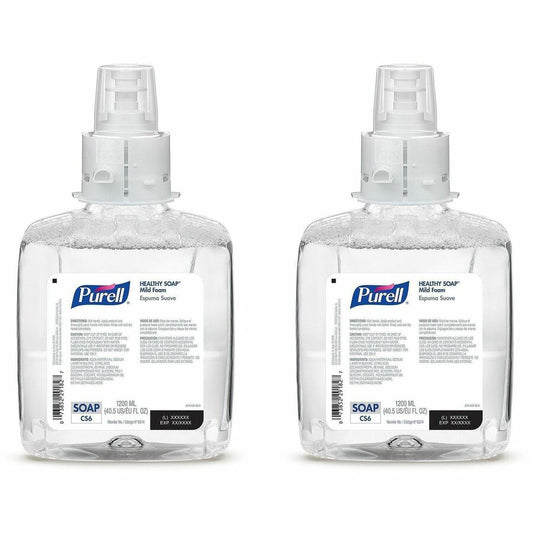 PURELL, CS6 Refill Healthy Soap Mild Foam - Fragrance-free Scent - 1.27 quart - Dirt Remover, Kill Germs - Hand, Skin - Moisturizing - Fragrance-free, Dye-free, Bio-based - 1 Carton