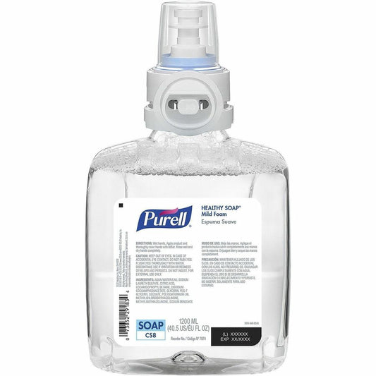 PURELL, CS8 Refill HEALTHY SOAP Mild Foam - Fresh Fruit Scent - 1.27 quart - Dirt Remover, Kill Germs - Hand, Skin - Moisturizing - Dye-free, Fragrance-free, Bio-based - 2 / Carton