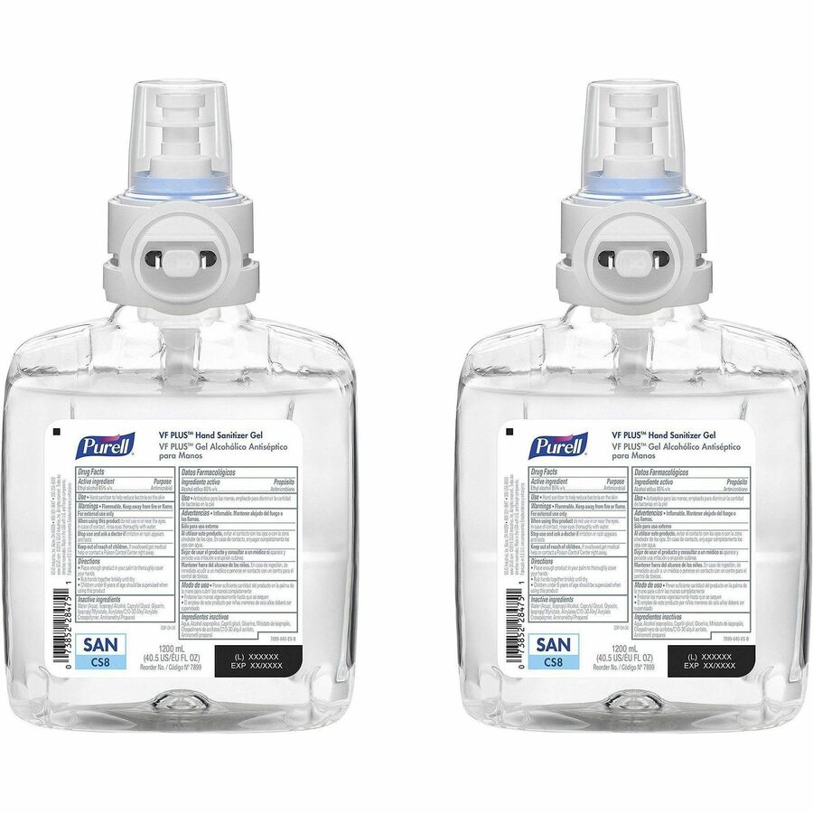 PURELL&reg, VF PLUS Hand Sanitizer Gel Refill - 1.27 quart - Kill Germs, Bacteria Remover - Hand, Restaurant, Cruise Ship - Quick Drying, Fragrance-free, Dye-free, Hygienic - 1 Carton
