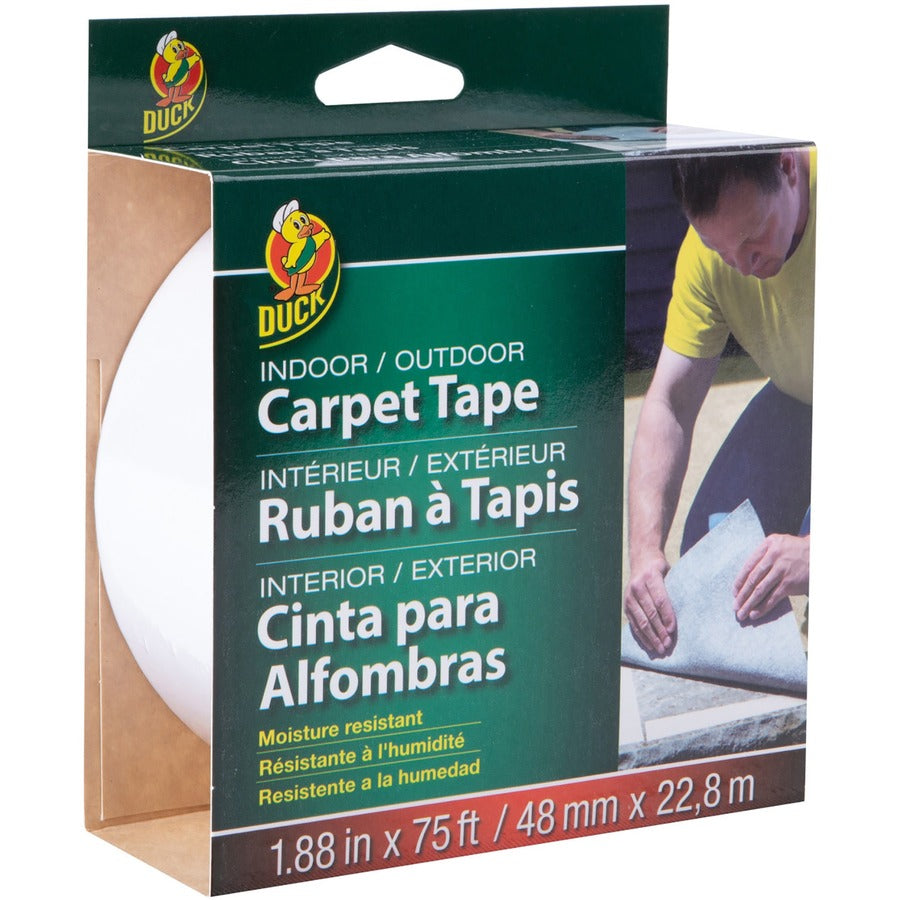 Duck Brand Indoor/Outdoor Carpet Tape - 25 yd Length x 1.88" Width - White - 1 Roll