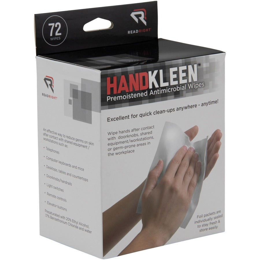 Read Right Handkleen Wipes - 5" Width x 7" Length - White - 72 / Box