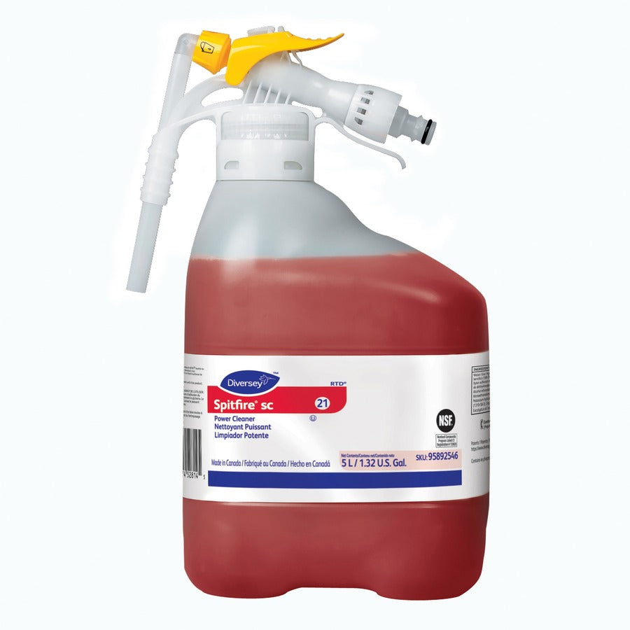 Diversey Spitfire SC Power Cleaner - Ready-To-Use - 169.1 fl oz (5.3 quart) - Fresh Pine Scent - Kosher, Heavy Duty, Rinse-free, Residue-free - Red - 1 Carton