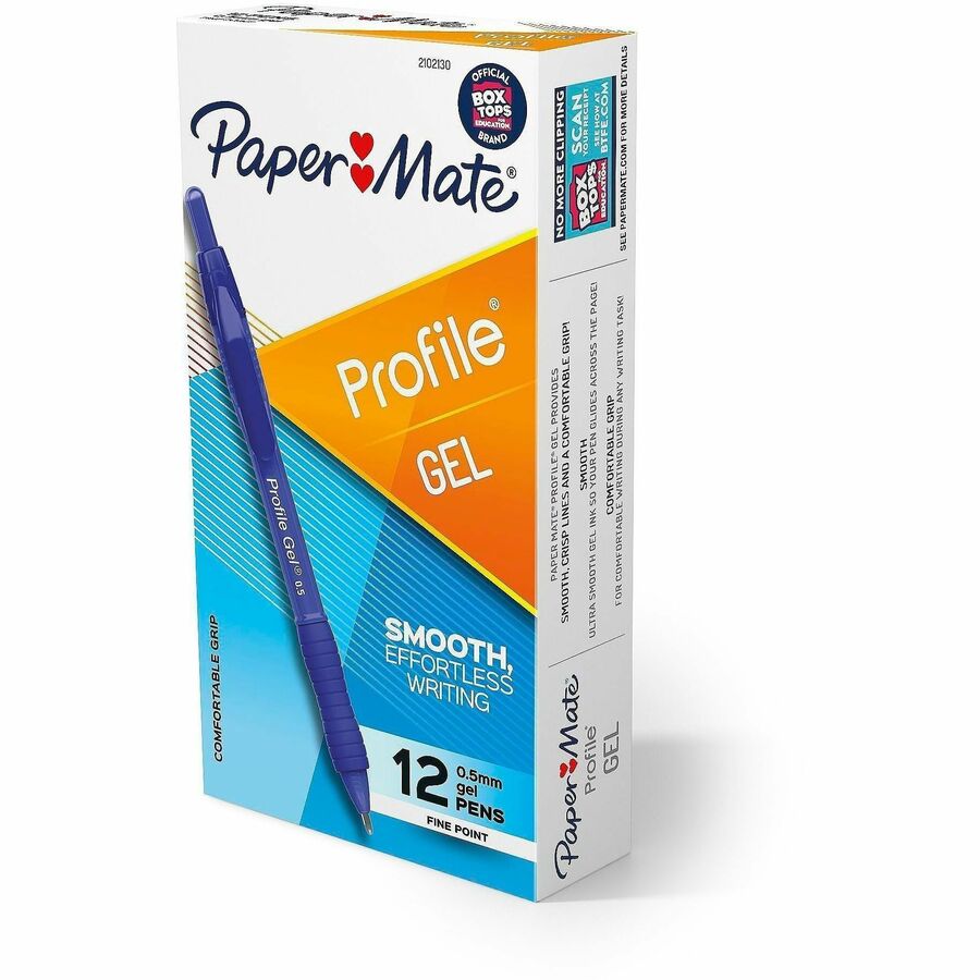 Paper Mate Profile Gel - Retractable - Blue Ink - Gel-based - Translucent Blue Barrel - 12 / Dozen