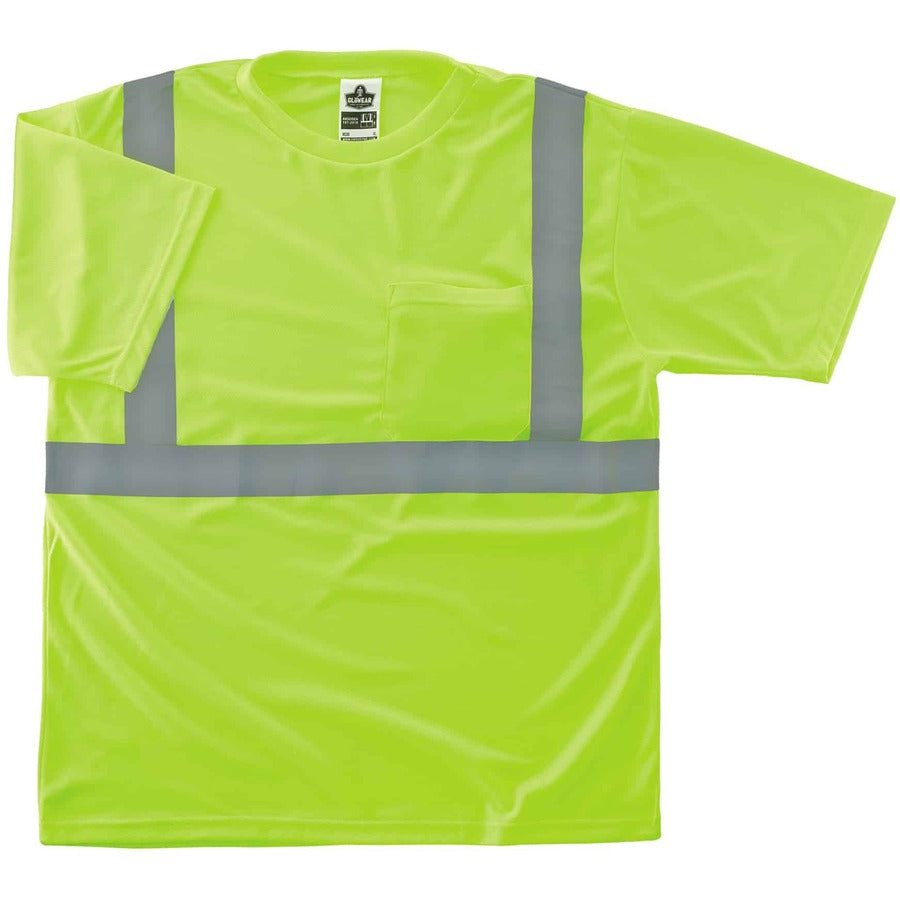 Ergodyne 8289 Type R Class 2 T-Shirt - 4XL Size - Fabric, Polyester - Lime