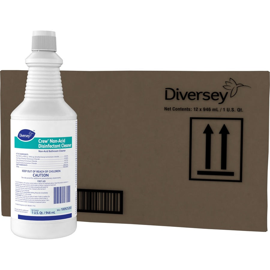 Diversey Crew Non-Acid Disinfectant Cleaner - For Multipurpose, Multi Surface - Ready-To-Use - Liquid - 32 fl oz (1 quart) - Fresh Scent - Recommended For: Soil Remover, Blood Remover, Odor Remover, Dirt Remover, Grime Remover, Mold Remover, Mildew Rem...