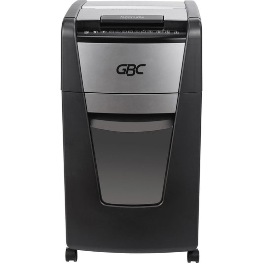 GBC AutoFeed+, 300X Super Cross Cut Shredder - Continuous Shredder - Super Cross Cut - 10 Per Pass - for shredding Credit Card, Paper Clip, Staples, Paper - P-4 - 1 Hour Run Time - 16 gal Wastebin Capacity - Black