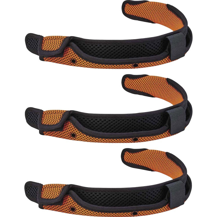 Ergodyne 8984 Hard Hat Sweatband Replacement (3-Pack) - Hook & Loop Attachment - Orange - 3 / Pack