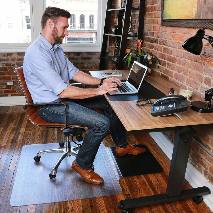 ES ROBBINS Sit or Stand Mat with Lip - Hard Floor36" Width - Lip Size 18" Length x 20" Width - Rectangular - Vinyl, Foam - Clear - 1 Each