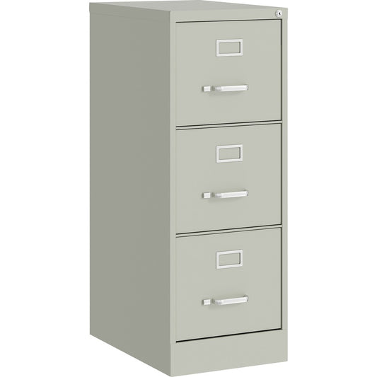Lorell Fortress Series 22" Commercial-Grade Vertical File Cabinet - 15" Width x 22" Depth x 40.2" Height - 3 x Drawer(s) for File - Letter - Vertical - Ball-bearing Suspension, Removable Lock, Pull Handle, Wire Management - Light Gray - Steel - Recycled