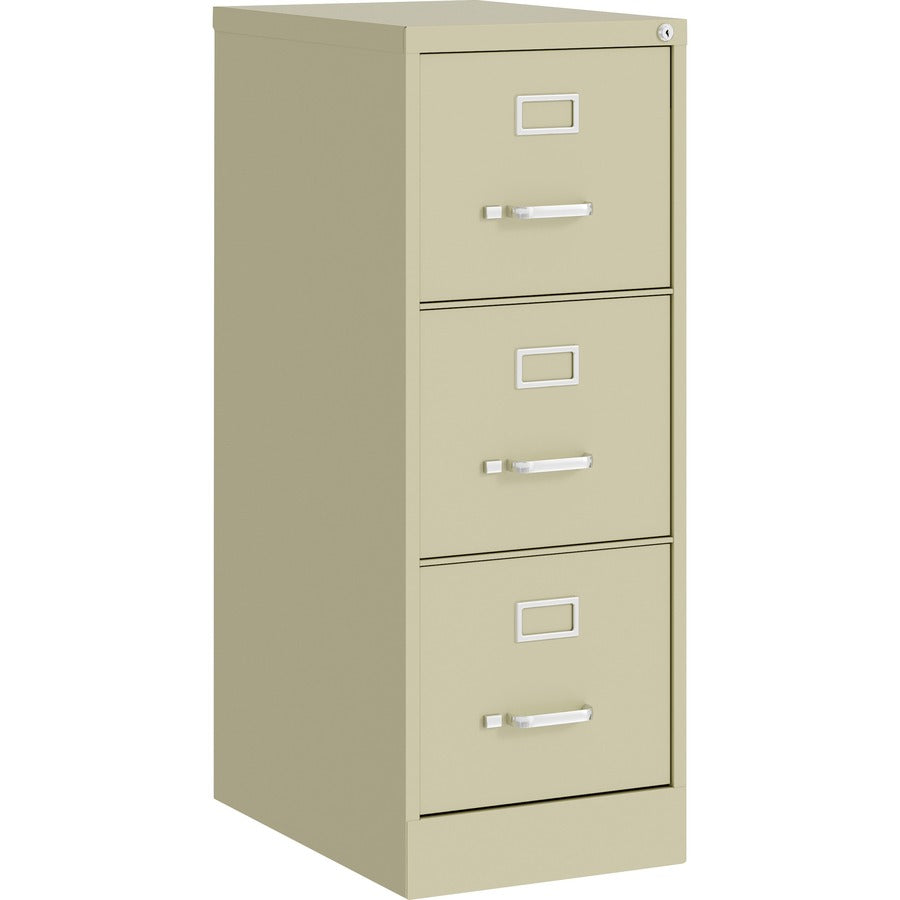 Lorell Fortress Series 22" Commercial-Grade Vertical File Cabinet - 15" Width x 22" Depth x 40.2" Height - 3 x Drawer(s) for File - Letter - Vertical - Ball-bearing Suspension, Removable Lock, Pull Handle, Wire Management - Putty - Steel - Recycled
