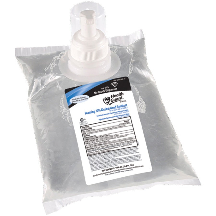 Health Guard Hand Sanitizer Foam - 1.06 quart - Kill Germs - Multipurpose, Hand - Moisturizing - Clear - No Rinse, Dye-free, Fragrance-free, Fast Acting - 4 / Carton
