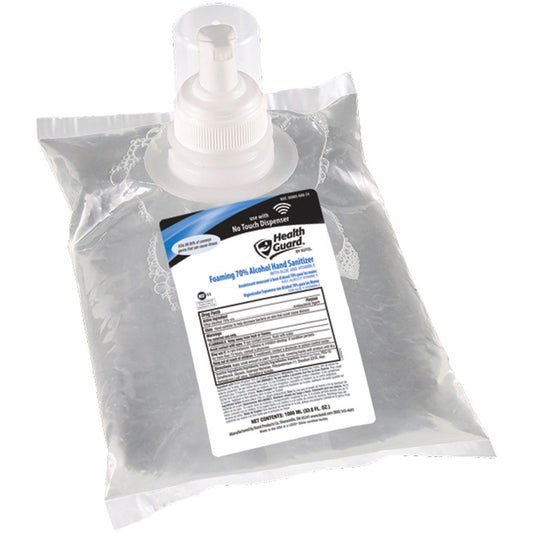 Health Guard Hand Sanitizer Foam - 1.06 quart - Kill Germs - Multipurpose, Hand - Moisturizing - Clear - No Rinse, Dye-free, Fragrance-free, Fast Acting - 4 / Carton