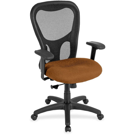 Eurotech Apollo Synchro High Back Chair - Curry Seat Color - Fabric Seat Material - Black Back Color - High Back - 5-star Base - Dillon Fiesta - Armrest - 1 Each